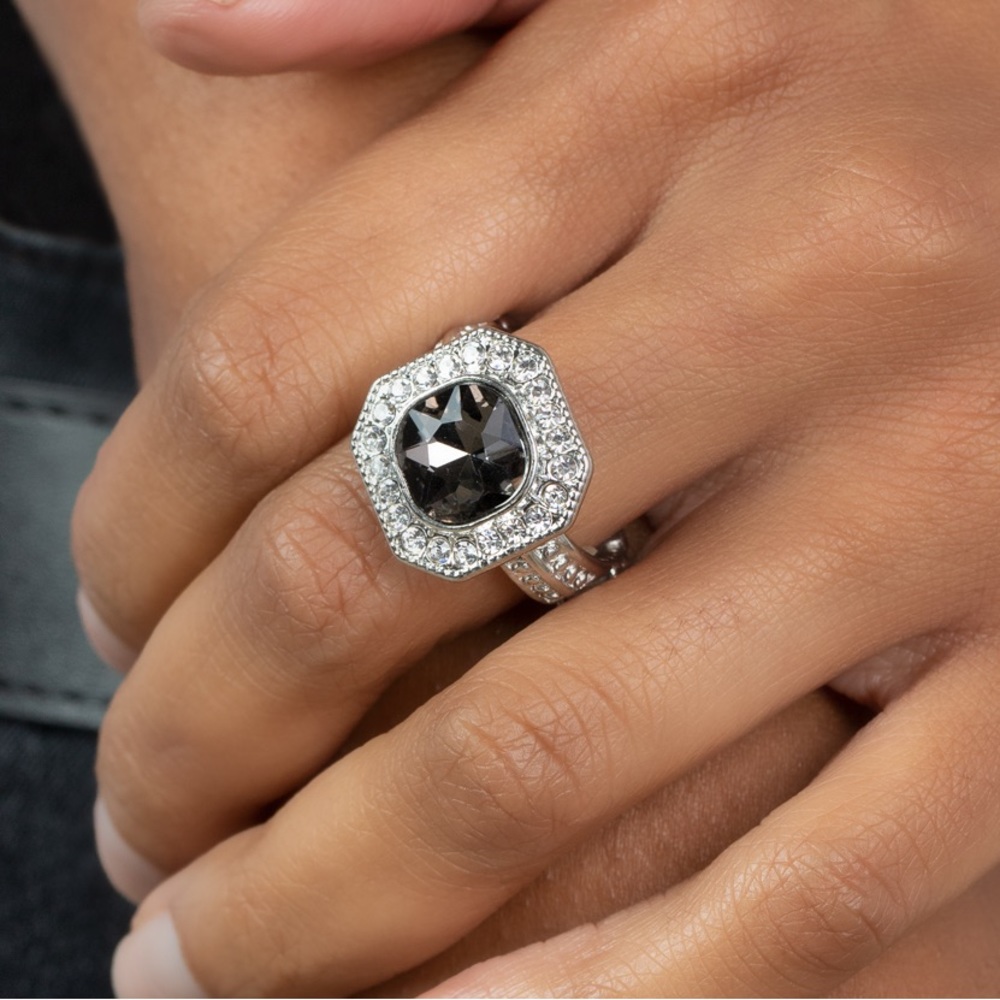 NWT Silver Gem Rings w/ diamonds around ring